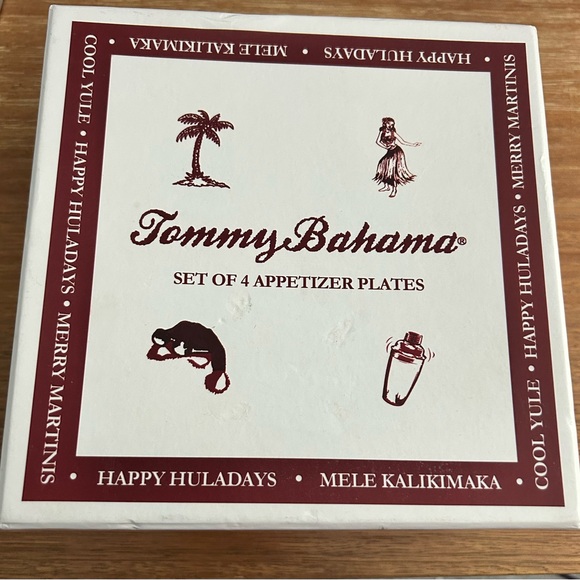 Tommy Bahama holiday Appetizer Plates Set 4 -6” square ceramic dessert cool yule - Picture 3 of 12